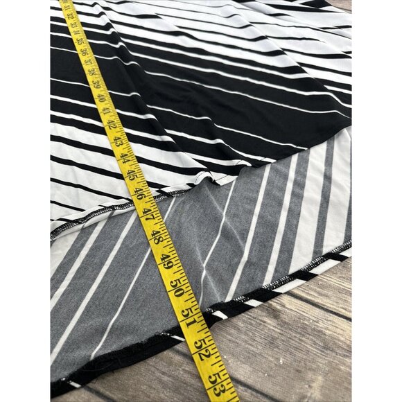 Chicos Maxi Dress Womens Size 2 Black White Striped Short Sleeve Stretch - Picture 13 of 13